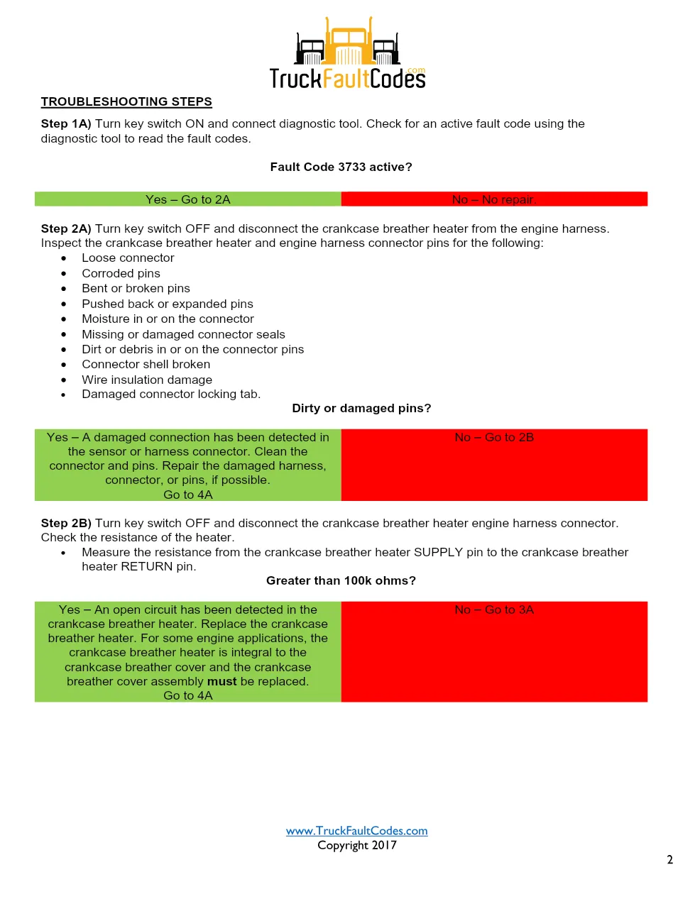 Cummins ISL9 Code 3733 Diagnostic Procedure – Fault Code 3733 - preview page 2 of 3