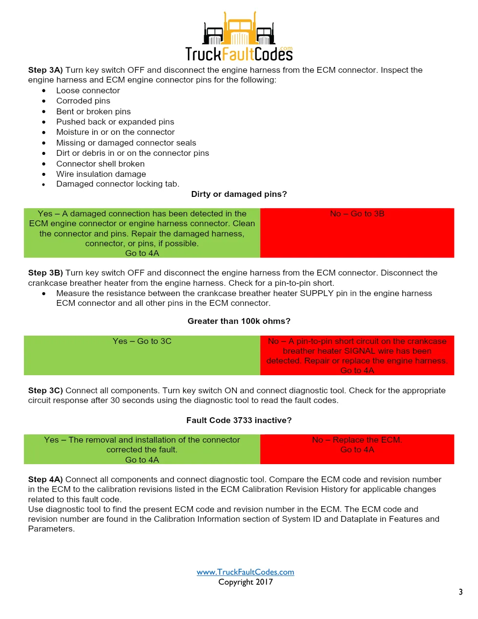 Cummins ISL9 Code 3733 Diagnostic Procedure – Fault Code 3733 - page 3 is available after signing in