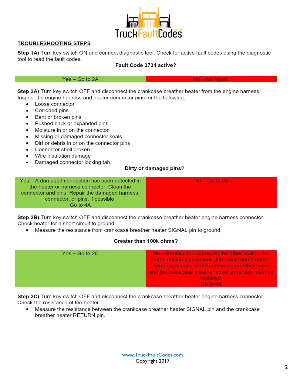 Cummins ISL9 Code 3734 Diagnostic Procedure – Fault Code 3734 - preview page 2 of 3