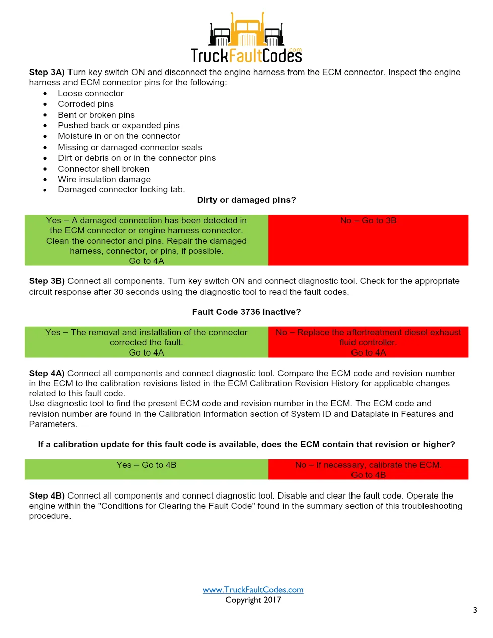 Cummins ISL9 Code 3736 Diagnostic Procedure – Fault Code 3736 - page 3 is available after signing in