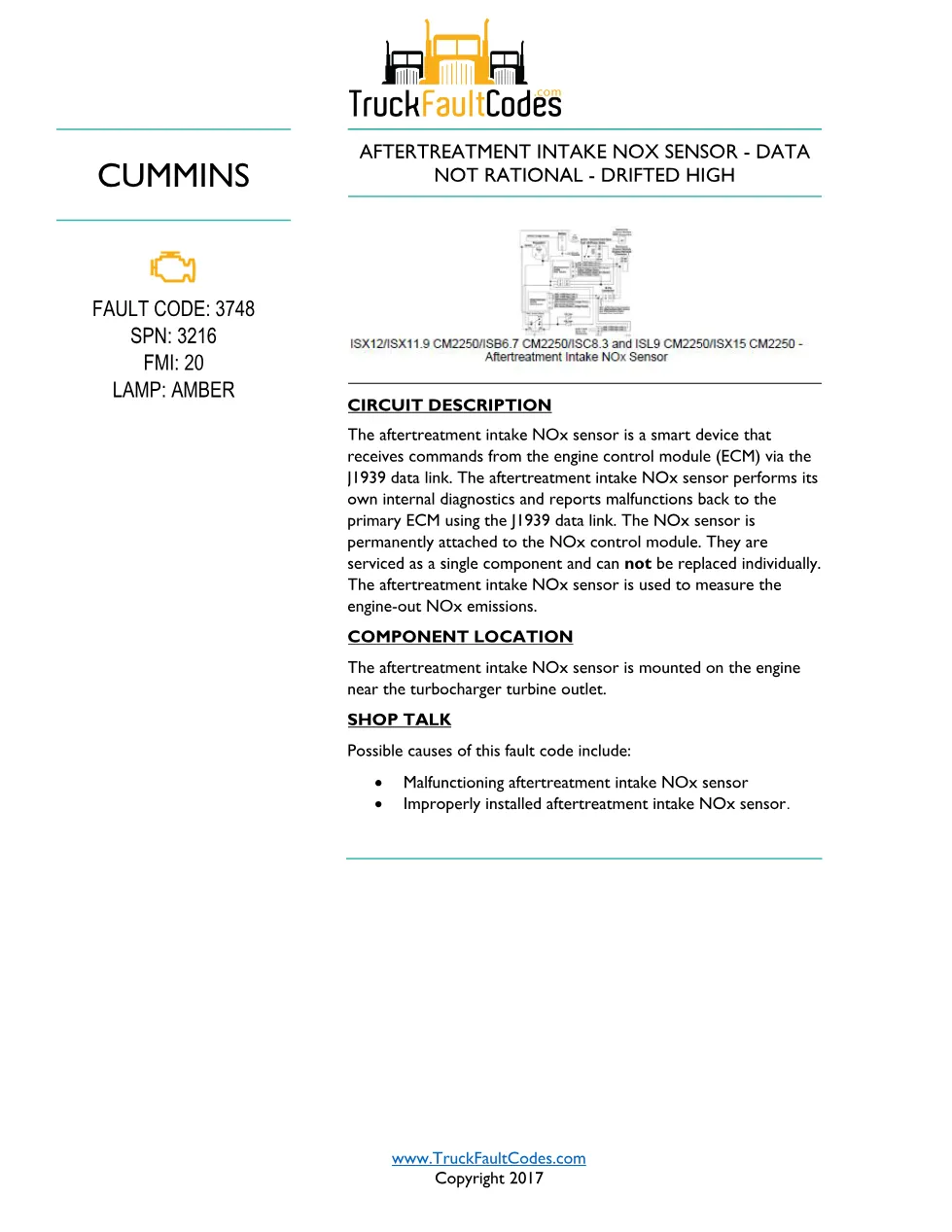 Cummins ISL9 Code 3748 Diagnostic Procedure – Fault Code 3748 - preview page 1 of 2