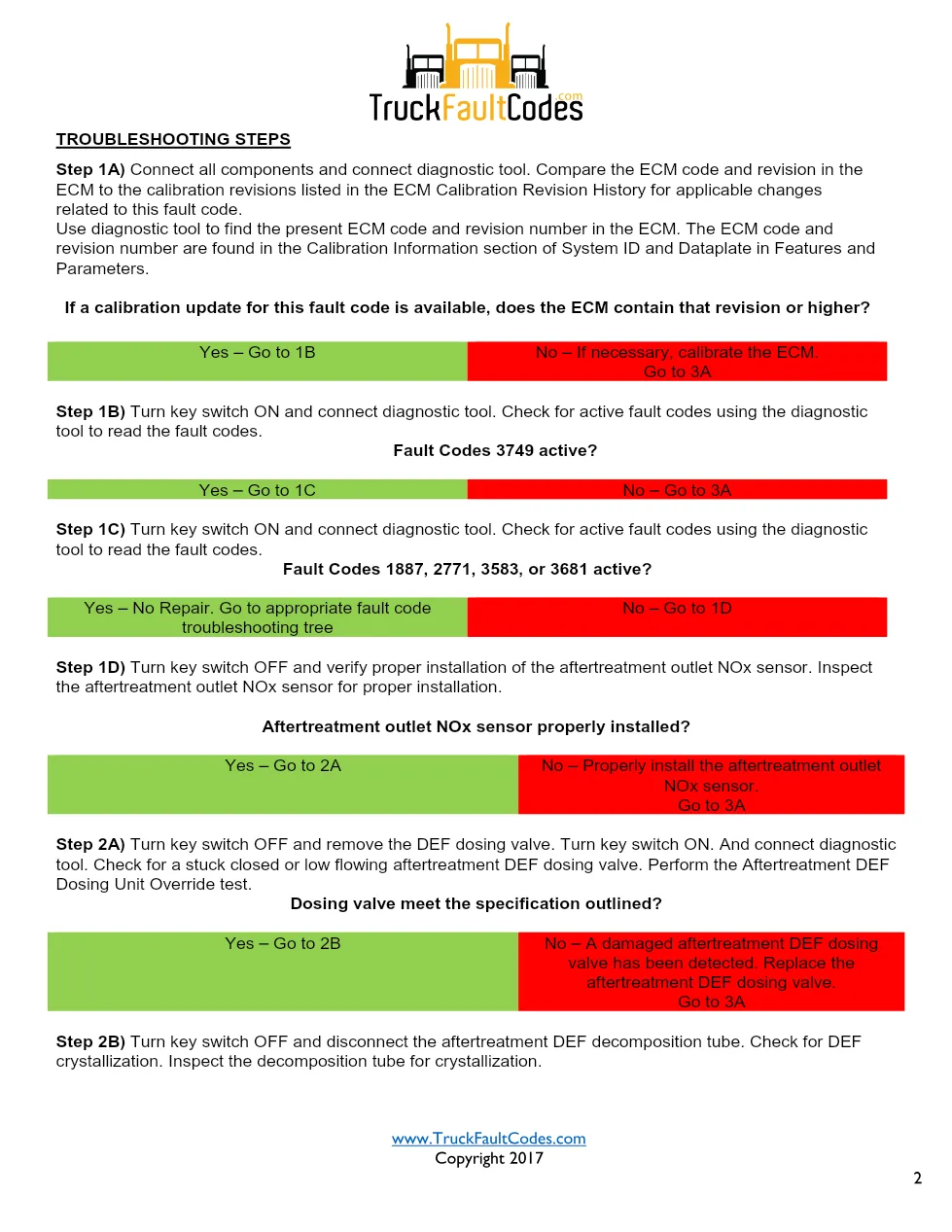 Cummins ISL9 Code 3749 Diagnostic Procedure – Fault Code 3749 - preview page 2 of 3