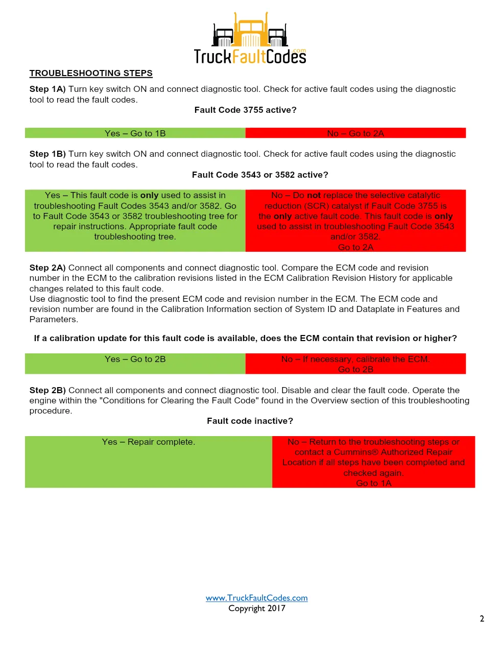 Cummins ISL9 Code 3755 Diagnostic Procedure – Fault Code 3755 - page 2 is available after signing in