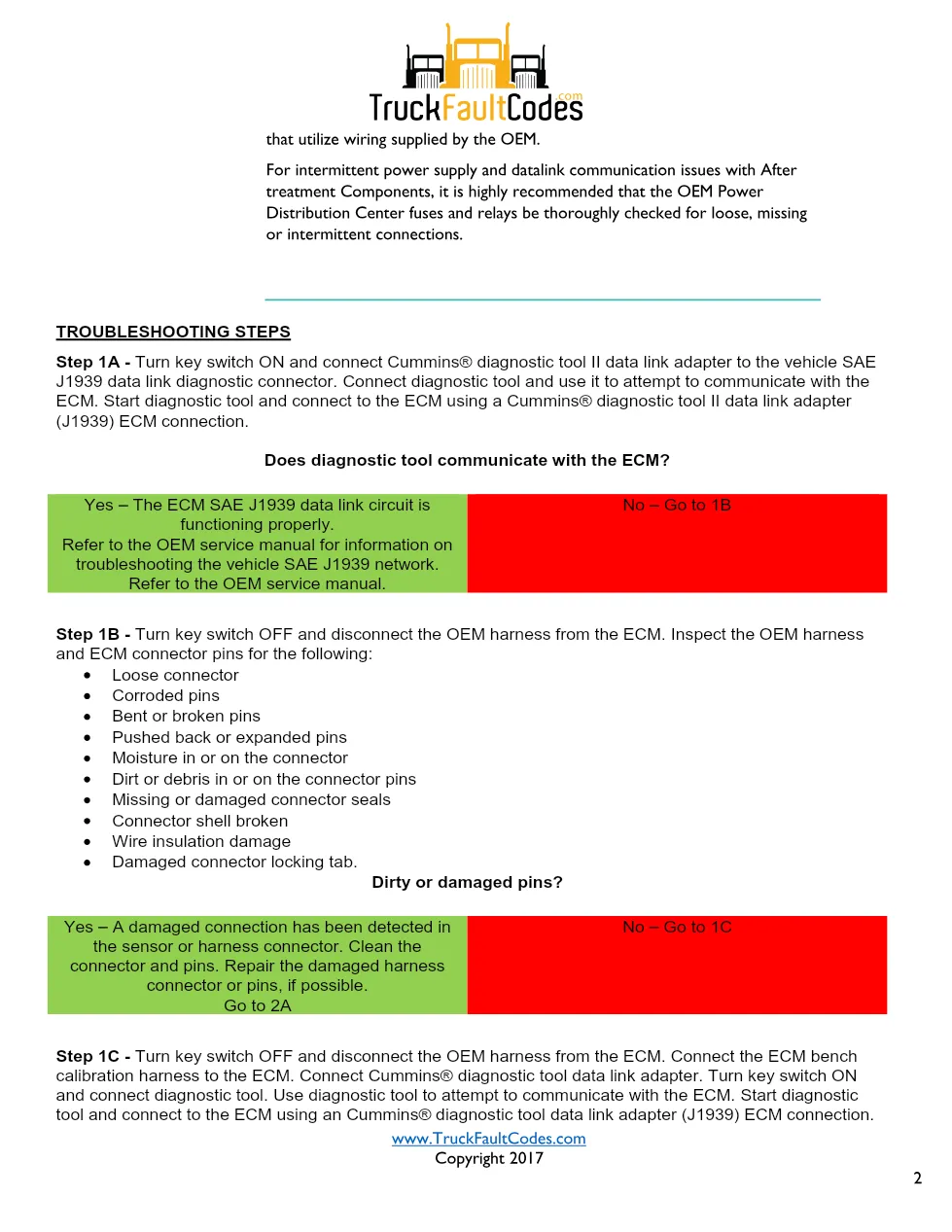 Cummins ISL9 Code 427 Diagnostic Procedure – Fault Code 427 – PDF - preview page 2 of 3