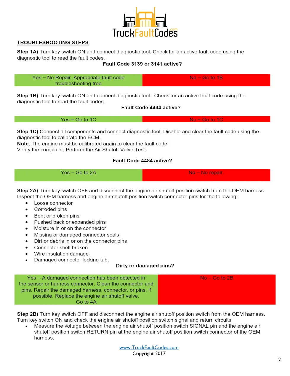 Cummins ISL9 Code 4484 Diagnostic Procedure – Fault Code 4484 - preview page 2 of 3
