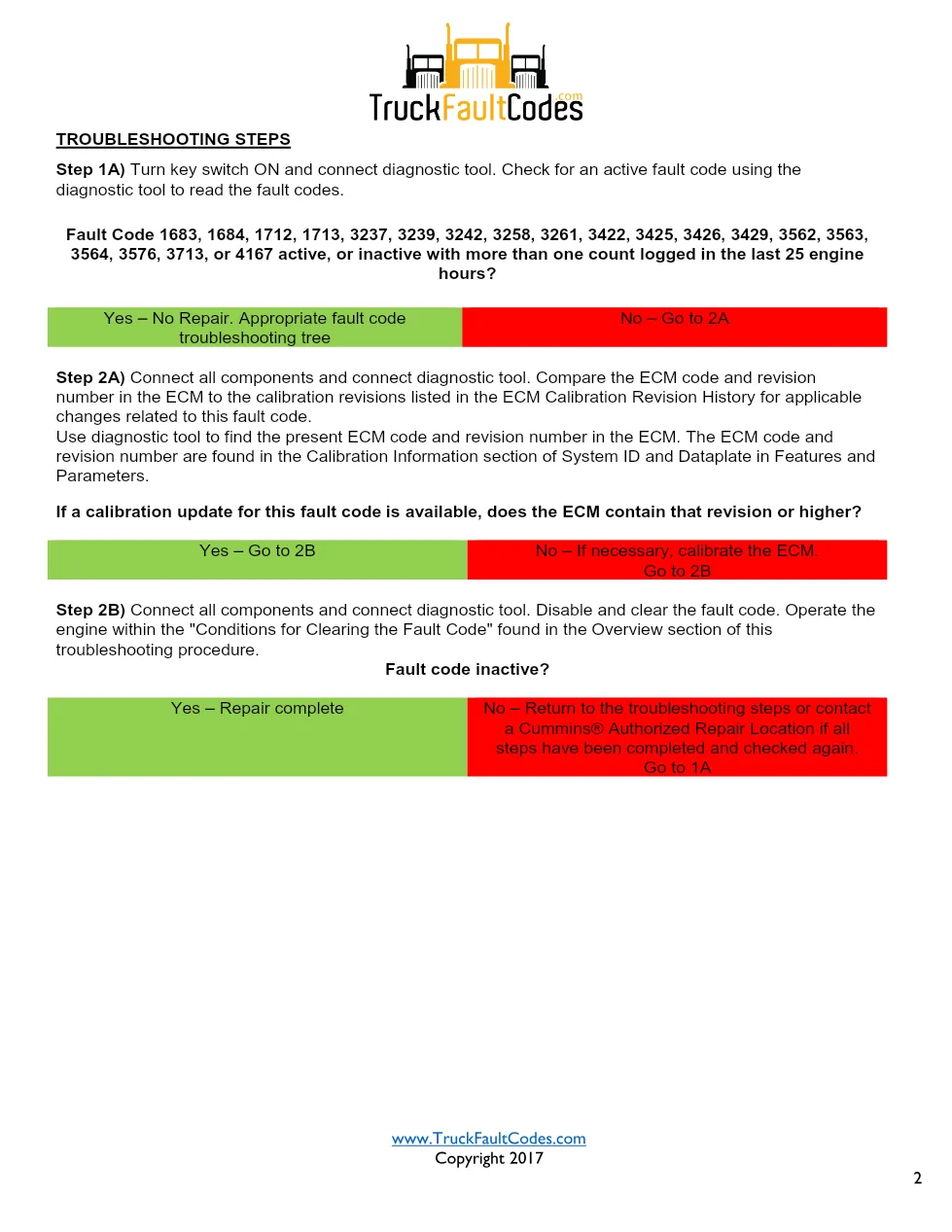 Cummins ISL9 Code 5278 Diagnostic Procedure – Fault Code 5278 - page 2 is available after signing in