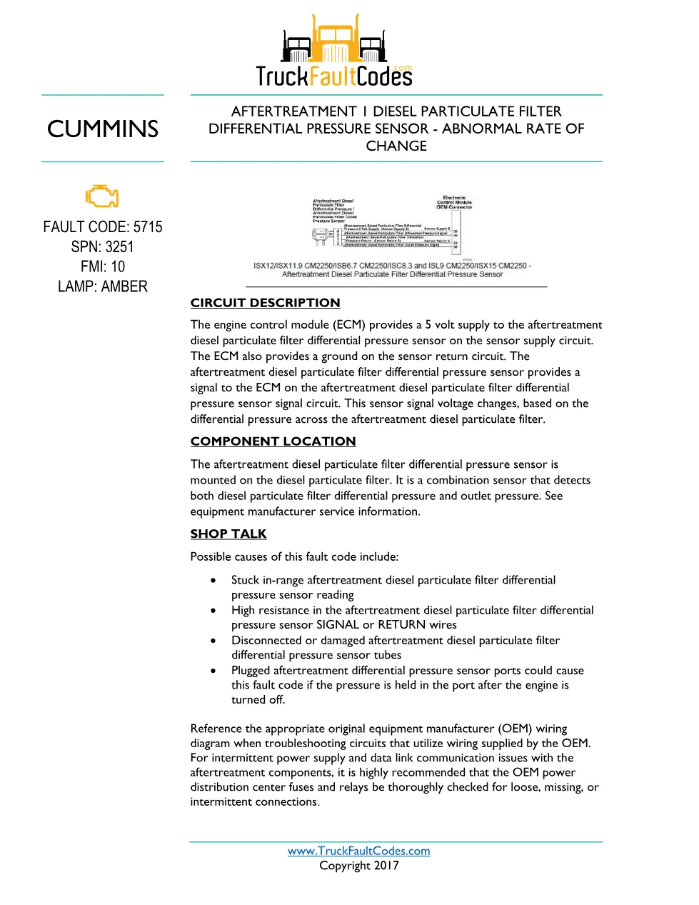 Cummins ISL9 Code 5715 Diagnostic Procedure – Fault Code 5715 - preview page 1 of 3