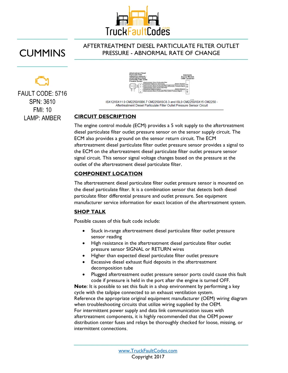 Cummins ISL9 Code 5716 Diagnostic Procedure – Fault Code 5716 - preview page 1 of 3