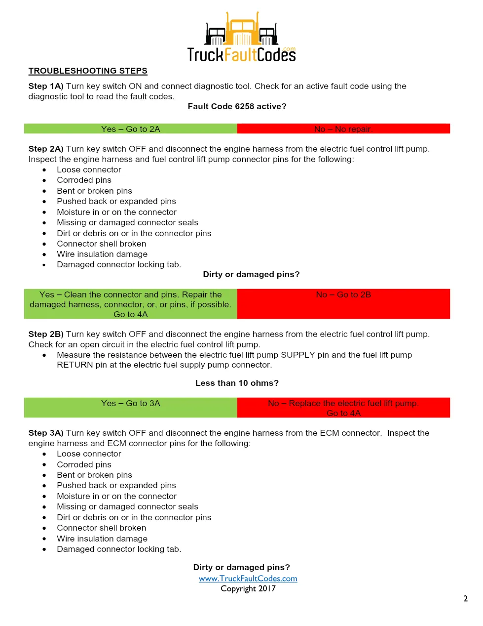 Cummins ISL9 Code 6259 Diagnostic Procedure – Fault Code 6259 - preview page 2 of 3