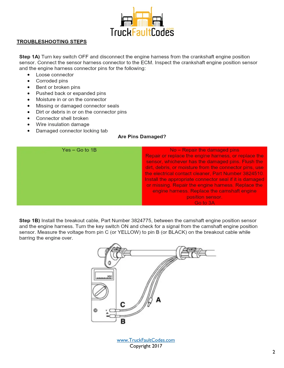 Cummins ISM code 121 — Crankshaft Engine Position Sensor Circuit - preview page 2 of 6