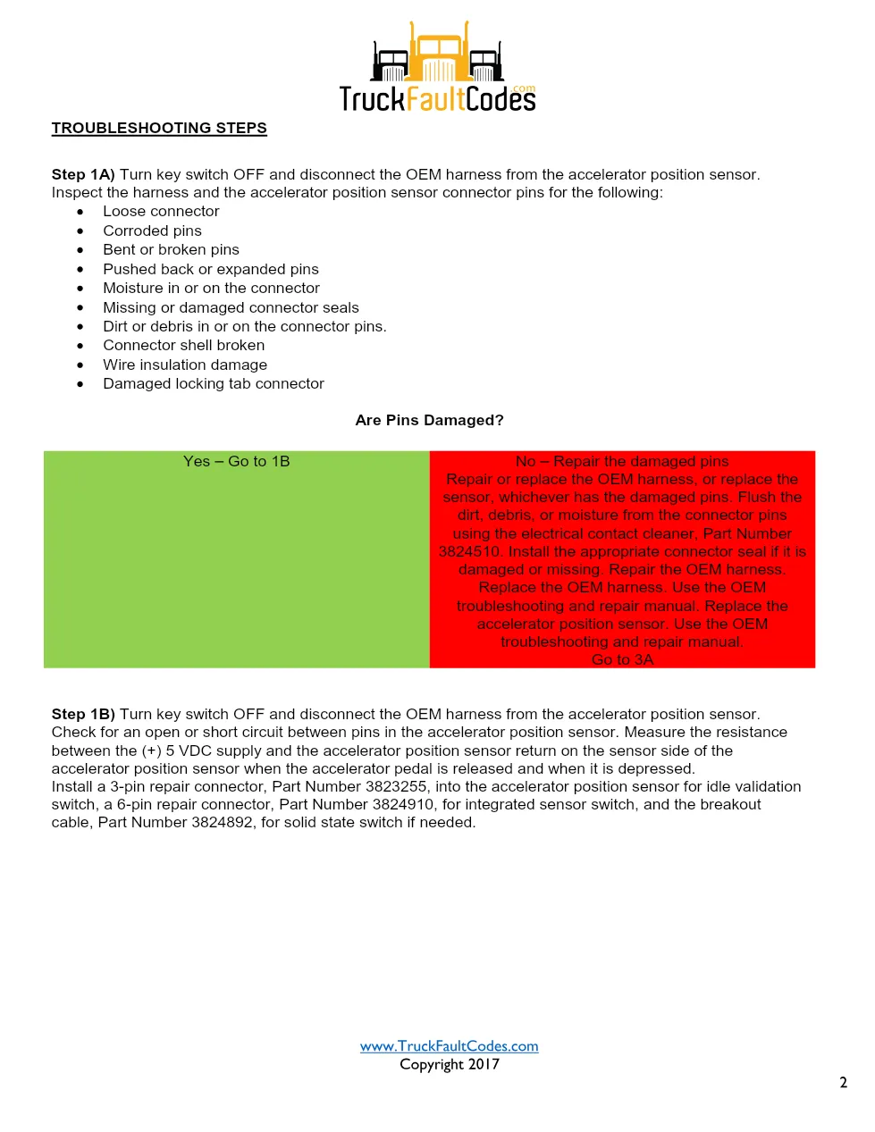 Cummins ISM code 131 — Accelerator Position Sensor Circuit (PID - preview page 2 of 6