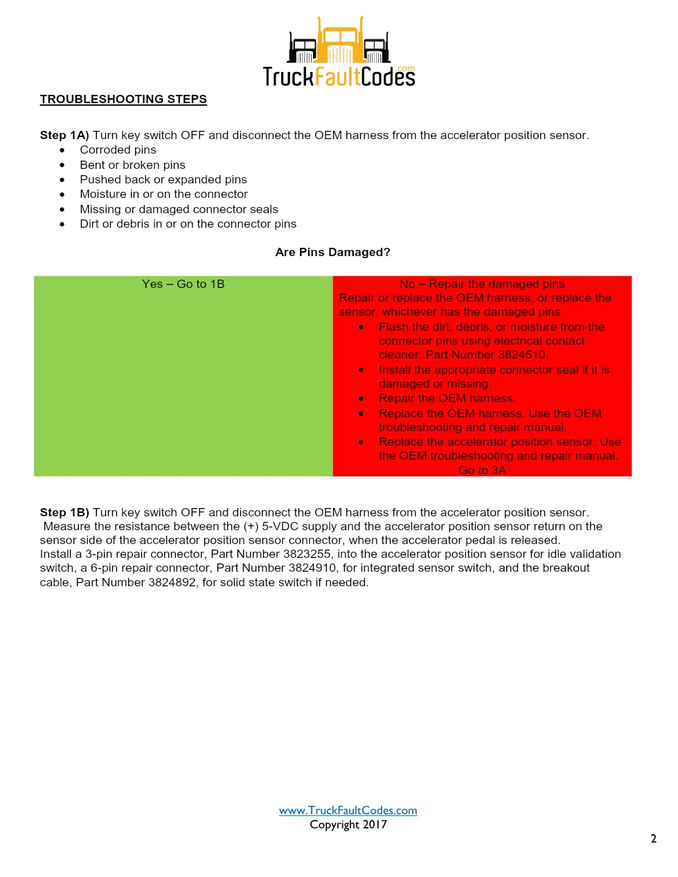 Cummins ISM code 132 — Accelerator Position Sensor Circuit (PID - preview page 2 of 6