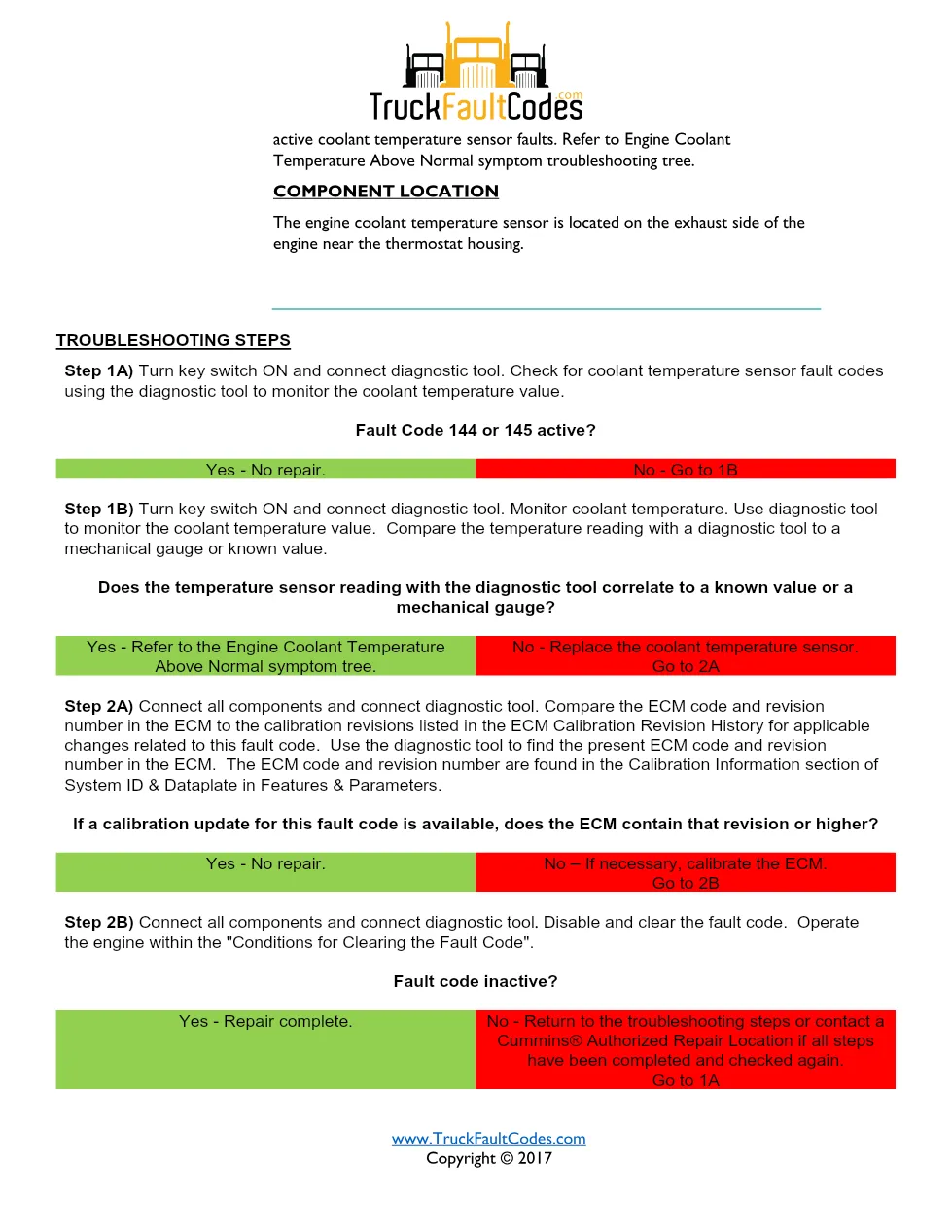 Cummins ISM code 146 engine coolant temperature sensor fault - page 2 is available after signing in