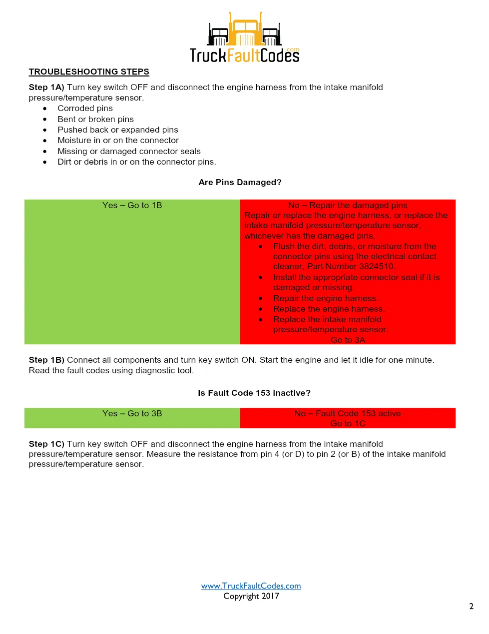 Cummins ISM Code 153 Intake Manifold Temperature Sensor Circuit - preview page 2 of 5
