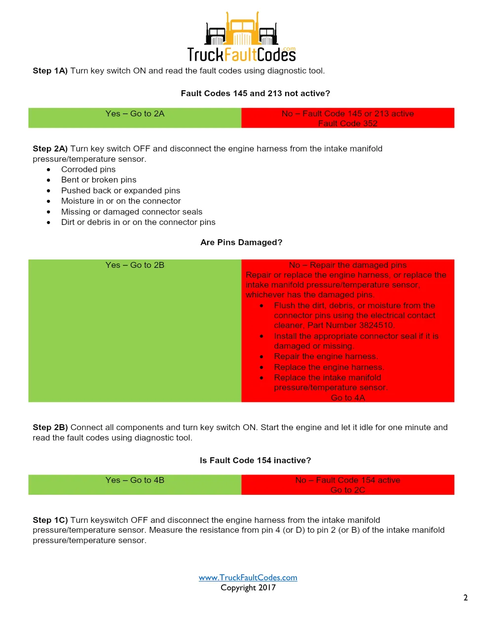 Cummins ISM code 154 — Intake Manifold Temperature Sensor Circuit - preview page 2 of 6