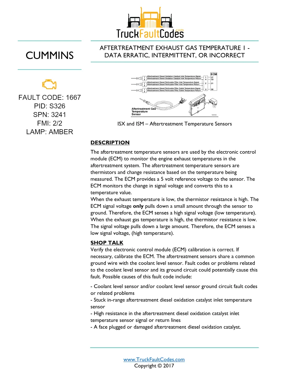 Cummins ISM code 1667 troubleshooting guide – ISM CM871 – Service - preview page 1 of 5