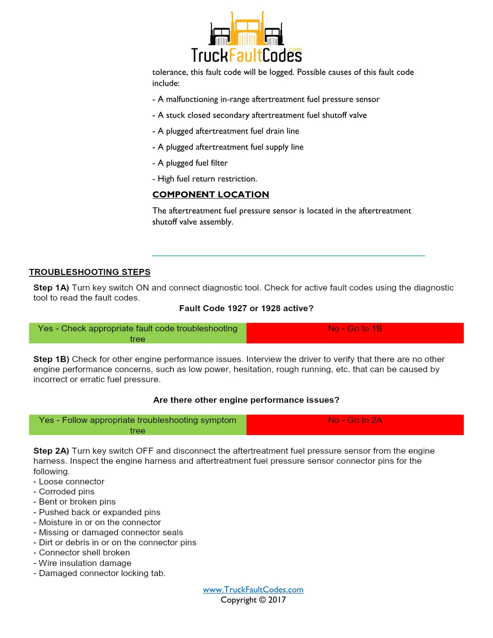 Cummins ISM code 1926 — Aftertreatment 1 Fuel Pressure Sensor - preview page 2 of 5