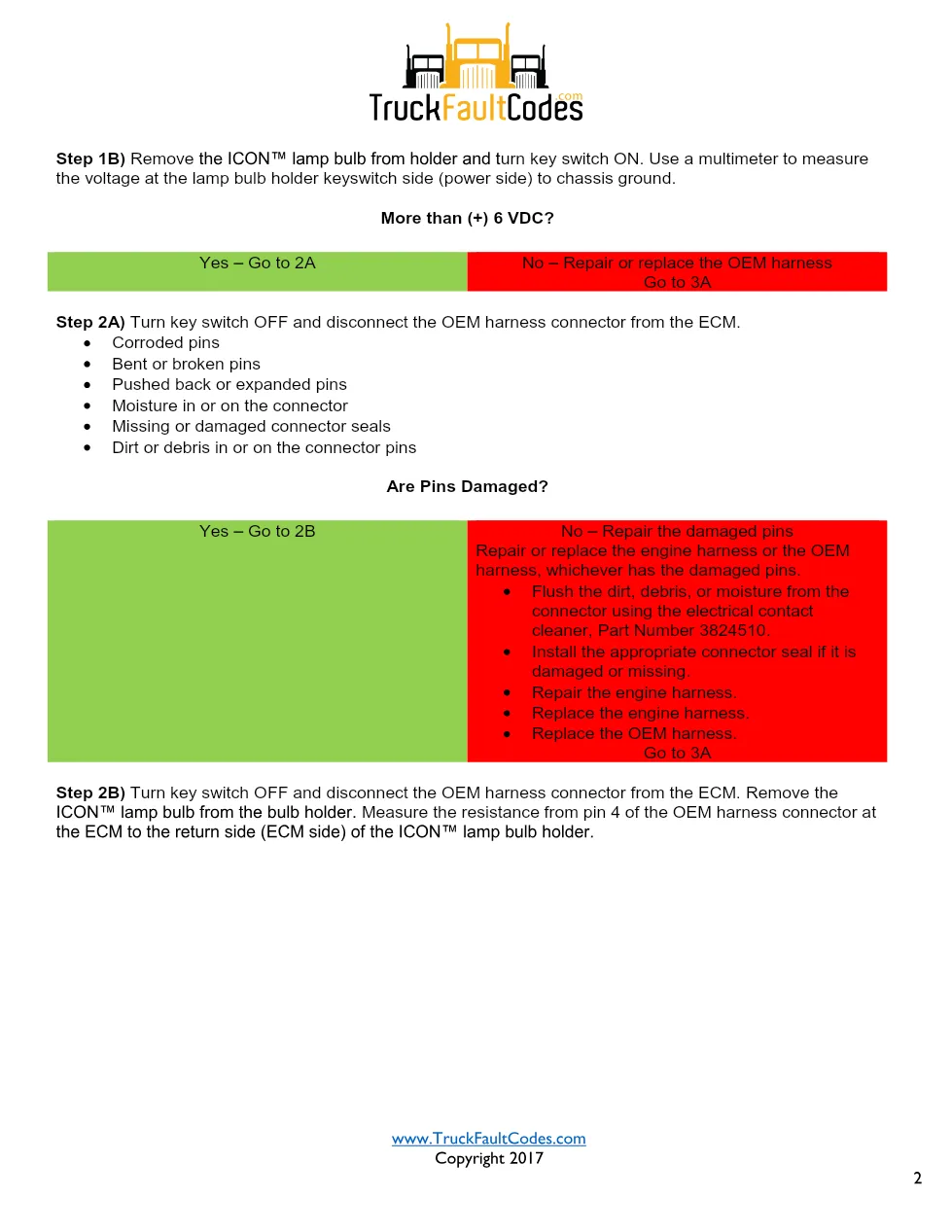 Cummins ISM Code 199 ICON Lamp Circuit Short or Open — PID S122 - preview page 2 of 4
