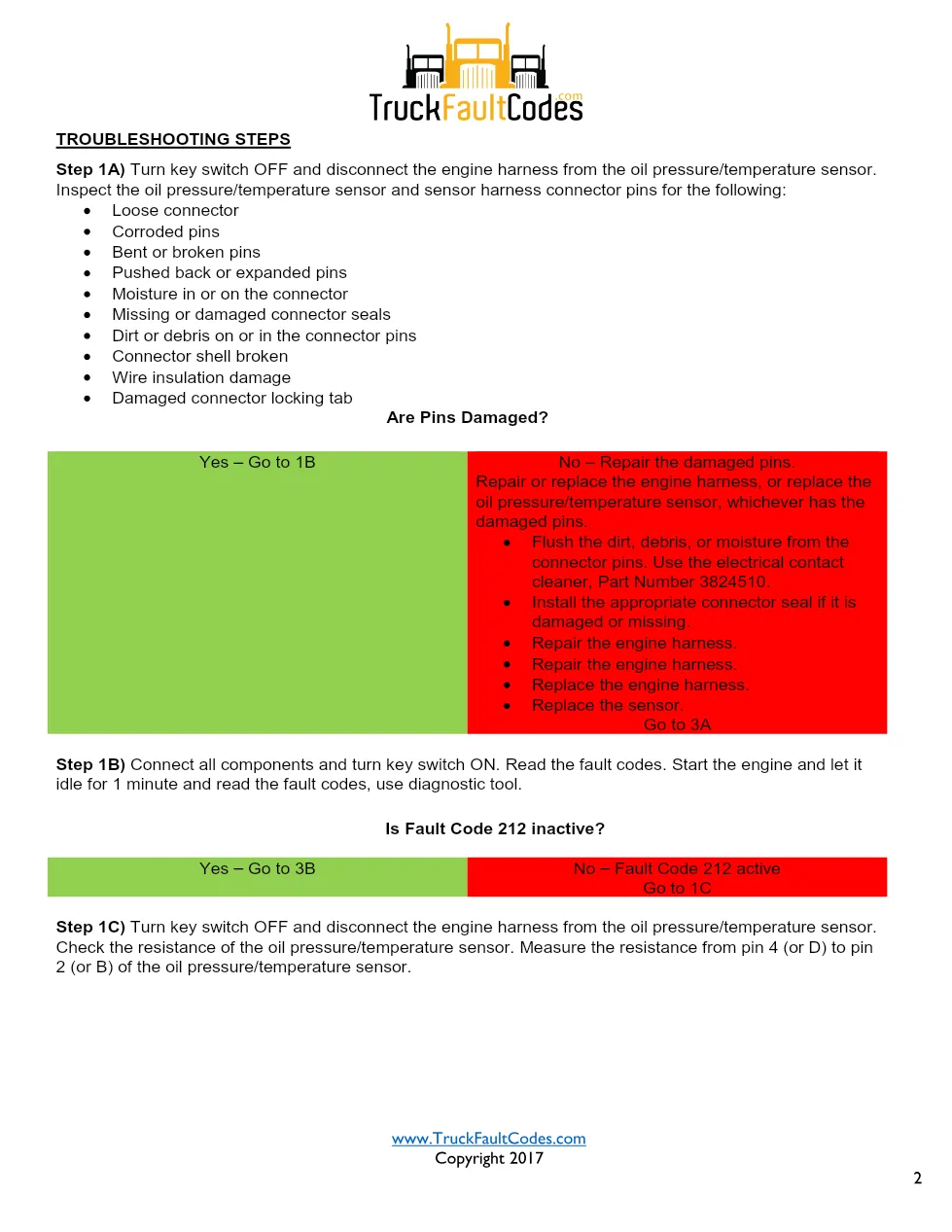 Cummins ISM Code 212 Oil Temperature Sensor Circuit High — PID - preview page 2 of 5
