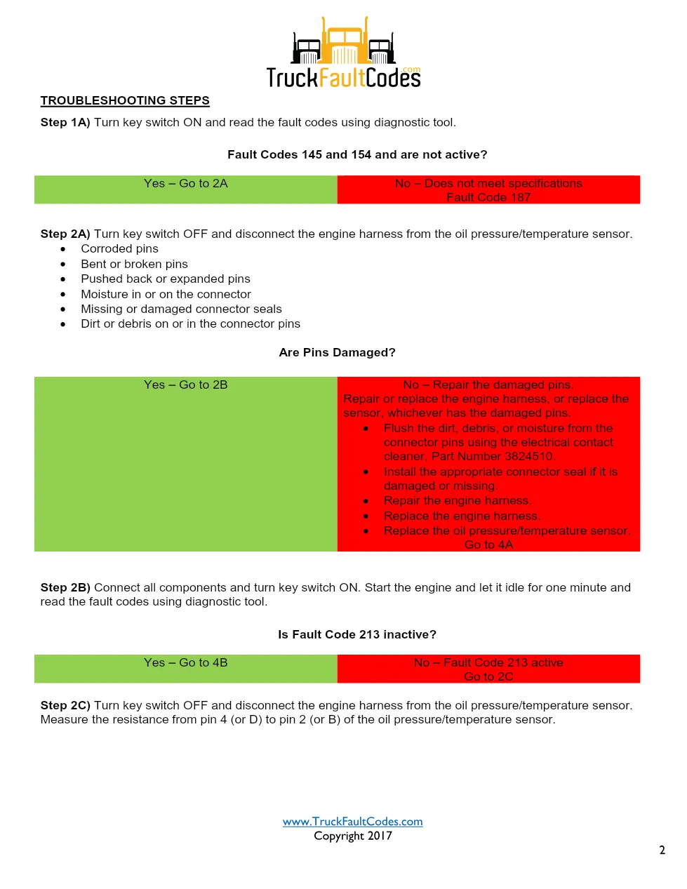 Cummins ISM Code 213 Oil Temperature Sensor Circuit Low — PID - preview page 2 of 6