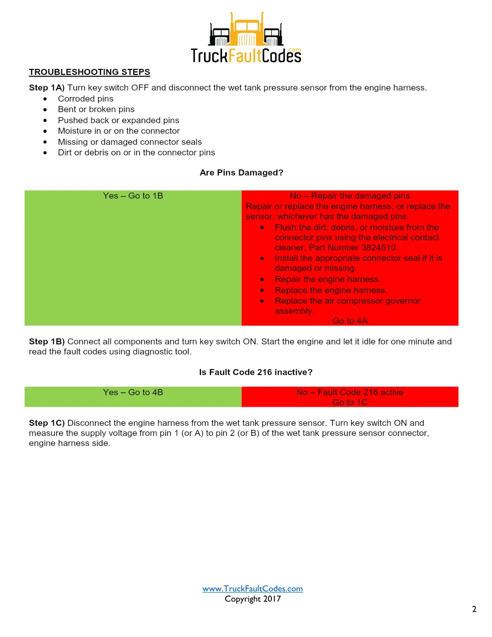 Cummins ISM Code 216 Wet Tank Pressure Sensor Circuit High — PID - preview page 2 of 6