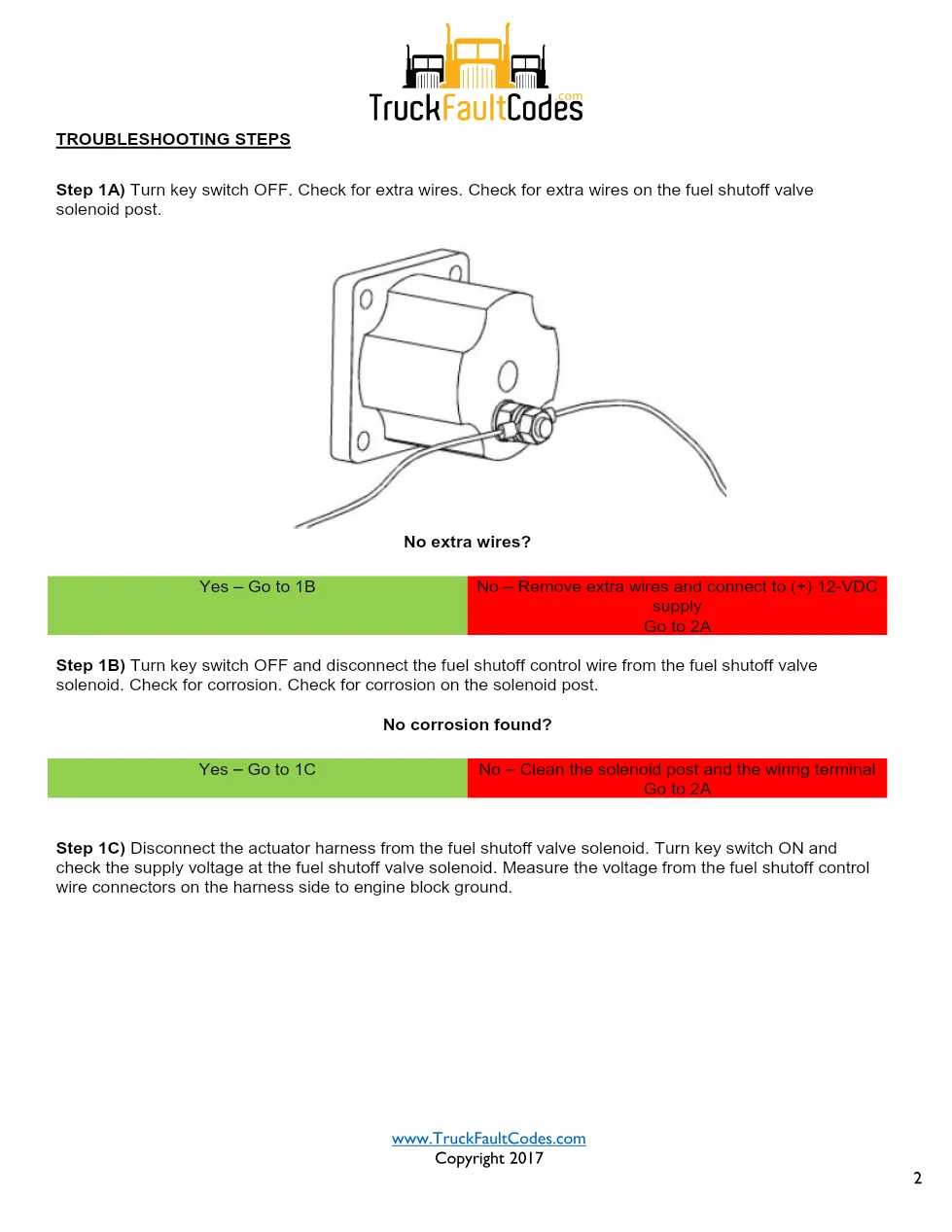 Cummins ISM Code 254 Fuel Shutoff Valve Solenoid Supply Circuit - preview page 2 of 6