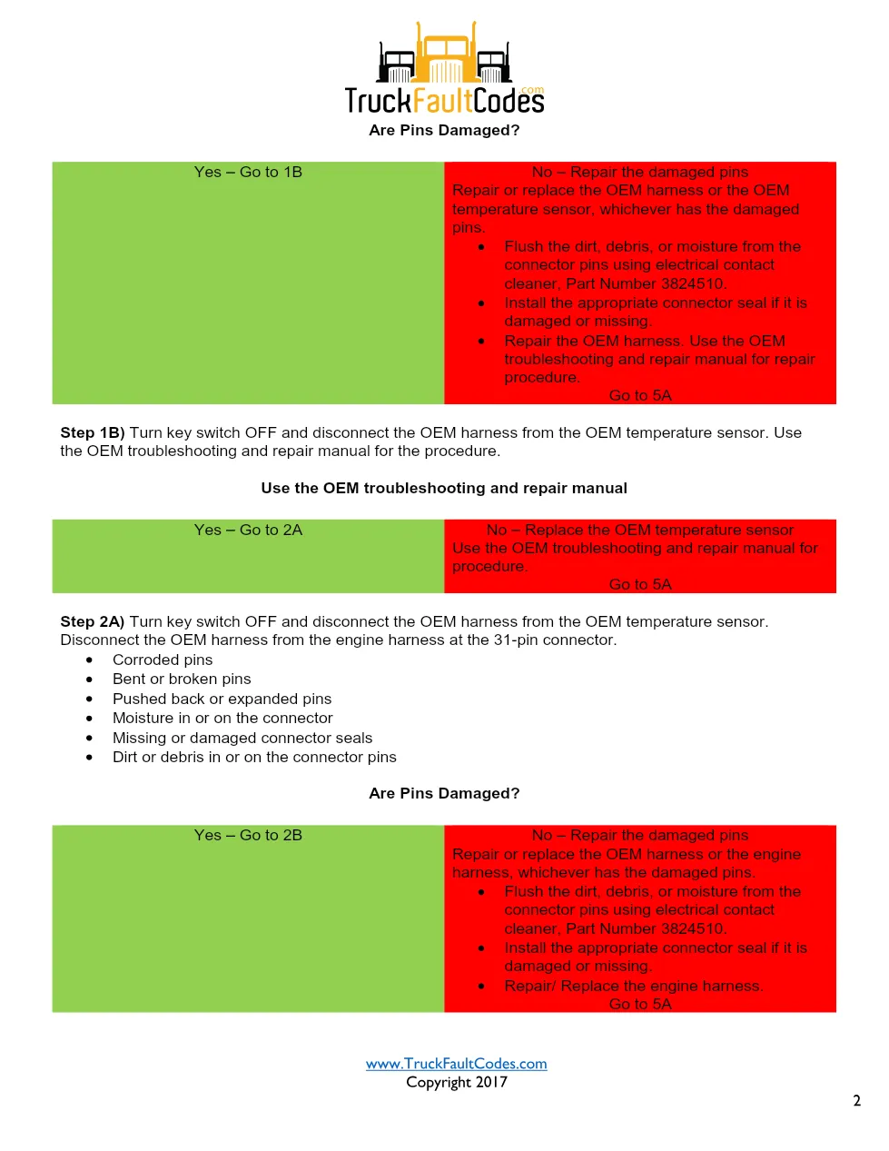 Cummins ISM Code 294 Fault — Oem Temperature Sensor Circuit - preview page 2 of 6