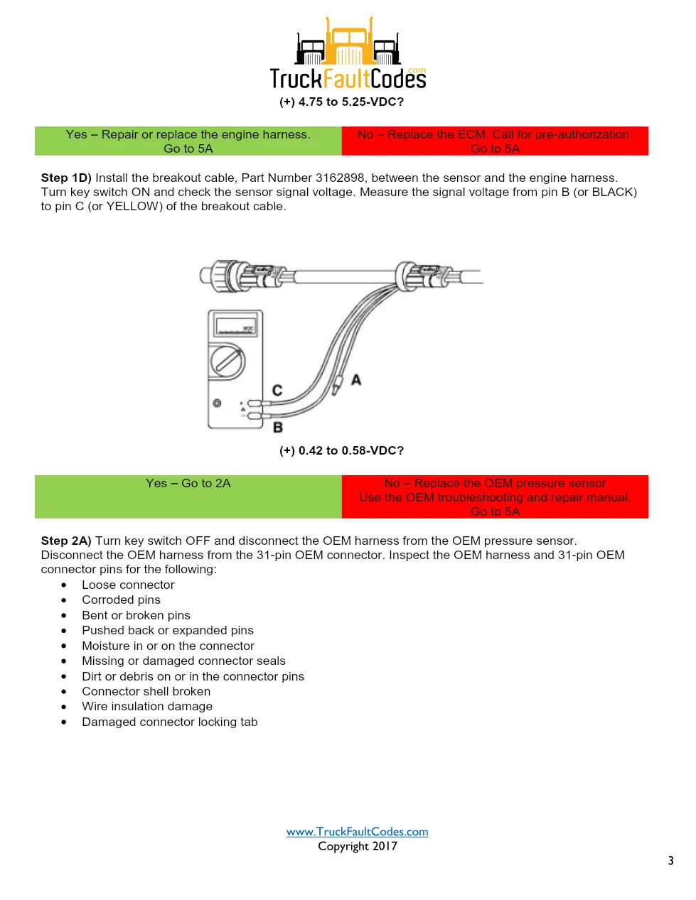 Cummins ISM Code 298 Fault — Oem Pressure Sensor Circuit – Guide - page 3 is available after signing in