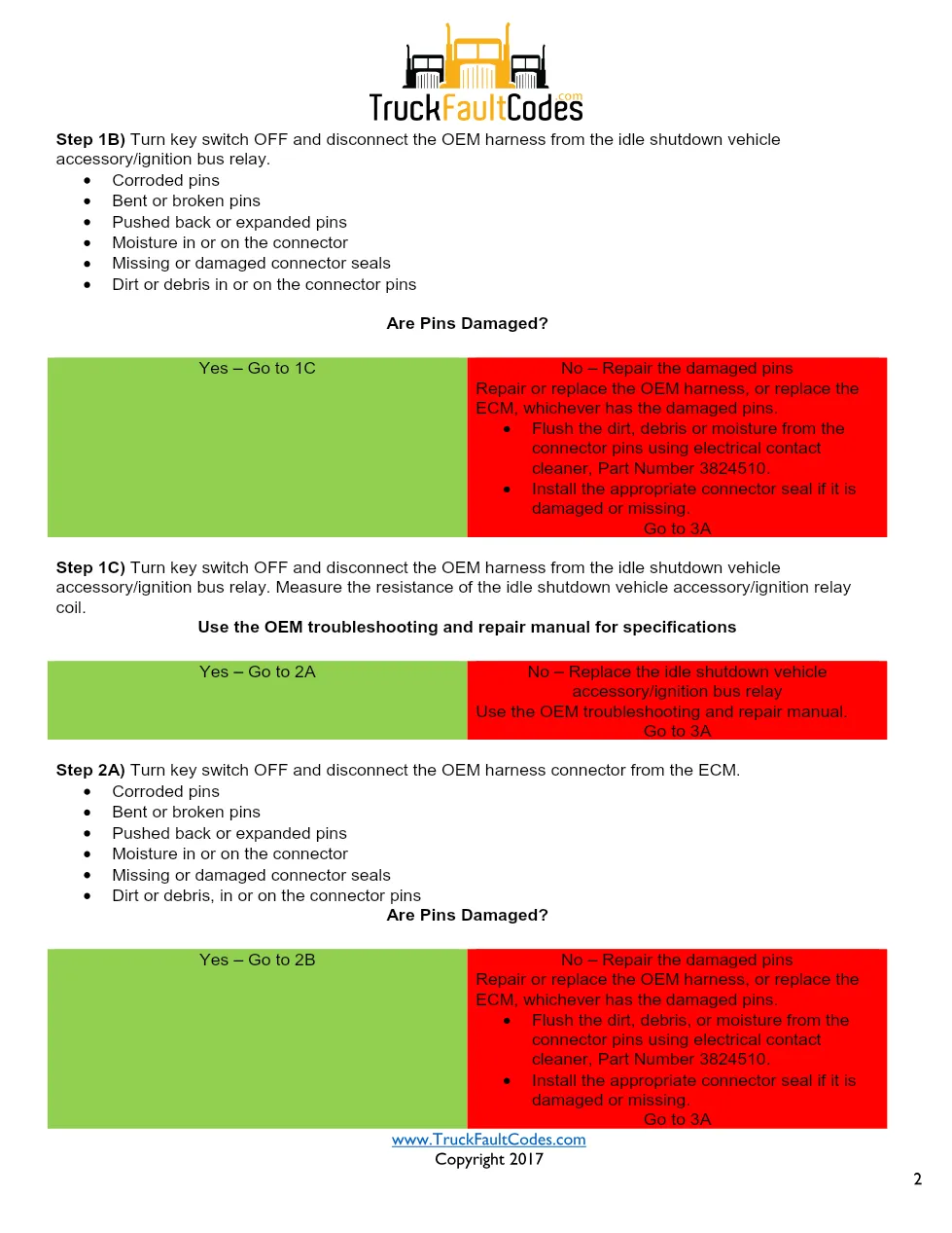 Cummins ISM Code 338 — Idle Shutdown Vehicle Accessory/Ignition - preview page 2 of 4