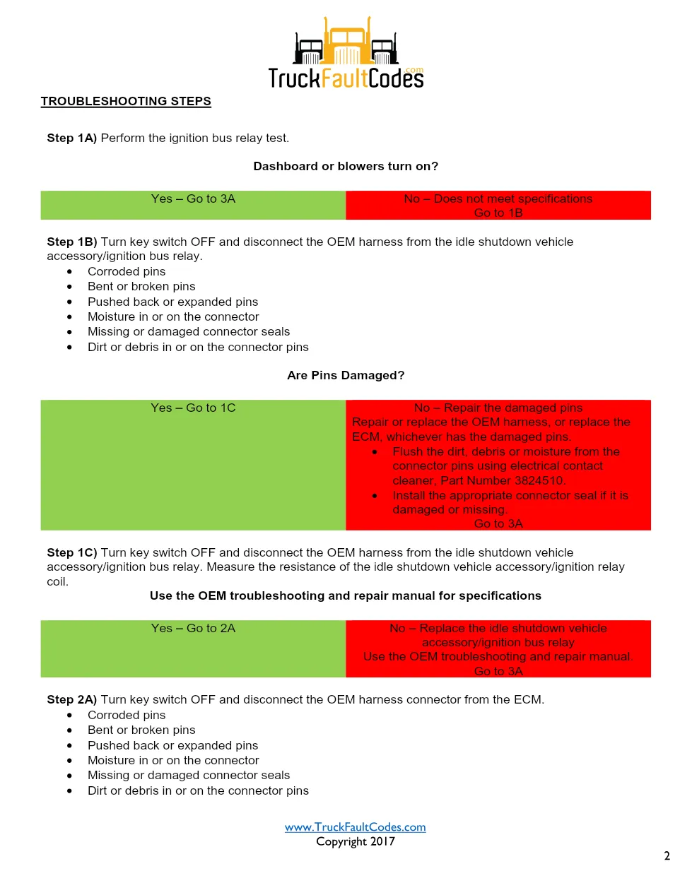 Cummins ISM Code 339 — Idle Shutdown Vehicle Accessory/Ignition - preview page 2 of 4