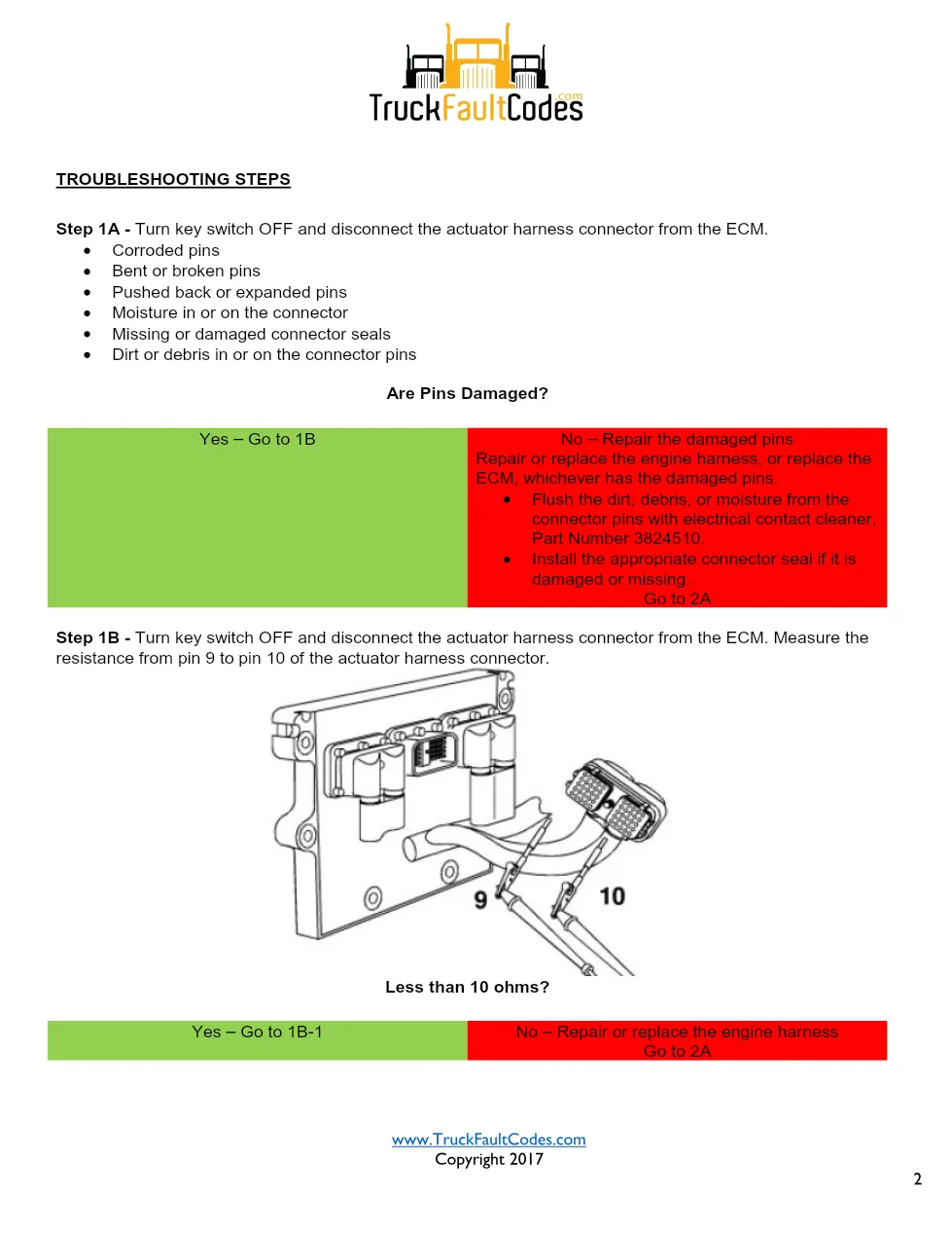 Cummins ISM code 378 Actuator circuit DTC troubleshooting manual - preview page 2 of 5