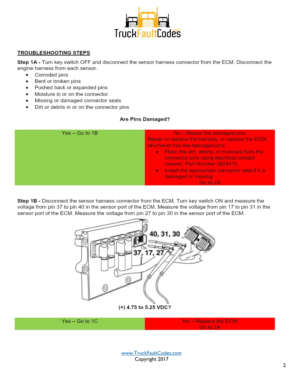 Cummins ISM Code 386 Fault — Sensor Voltage Supply – Official - preview page 2 of 4