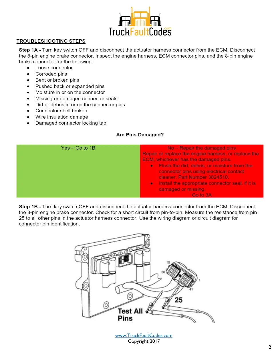 Cummins ISM Code 388 Fault — Engine Brake Supply Circuit – Guide - preview page 2 of 6