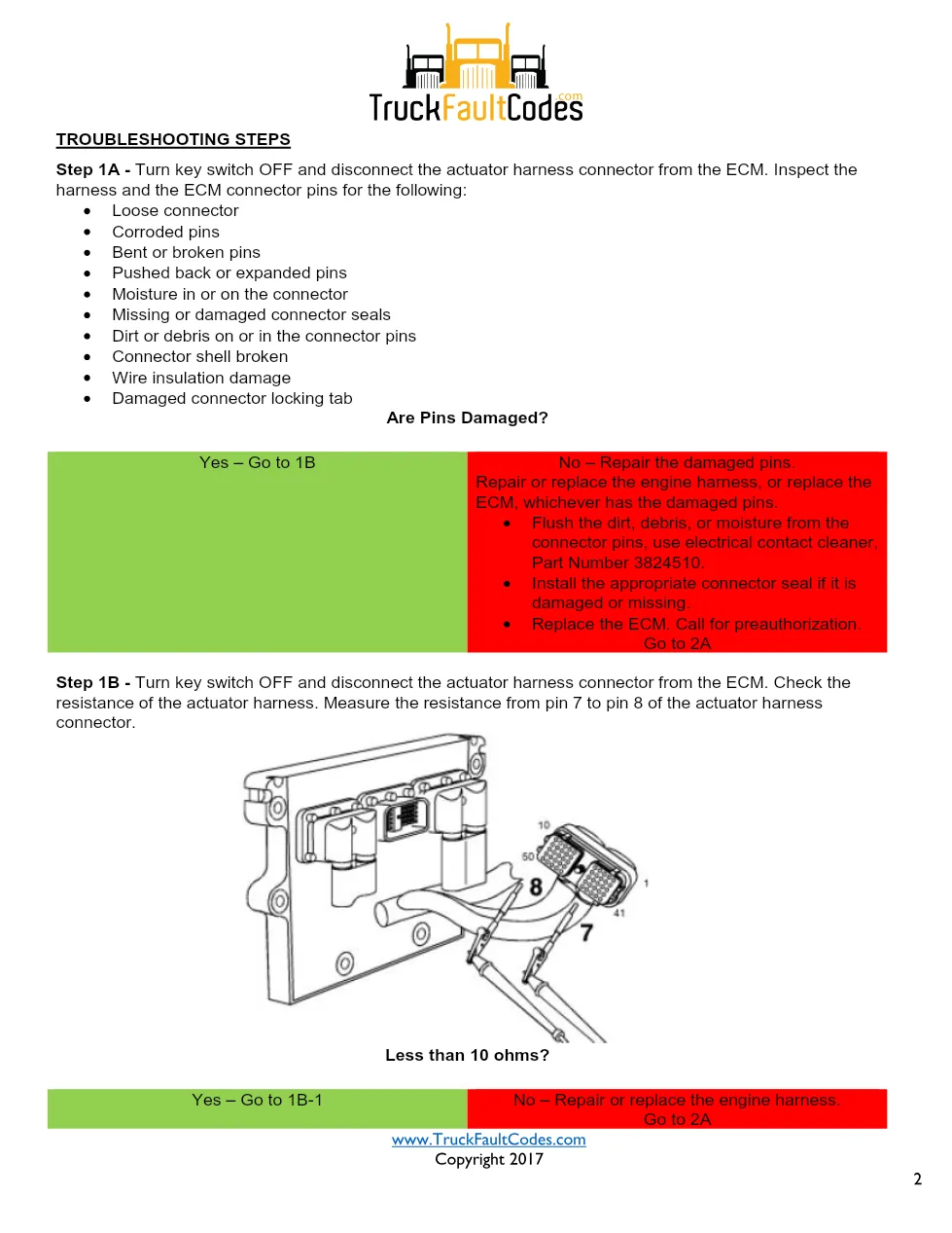 Cummins ISM code 395 Actuator circuit DTC troubleshooting manual - preview page 2 of 5