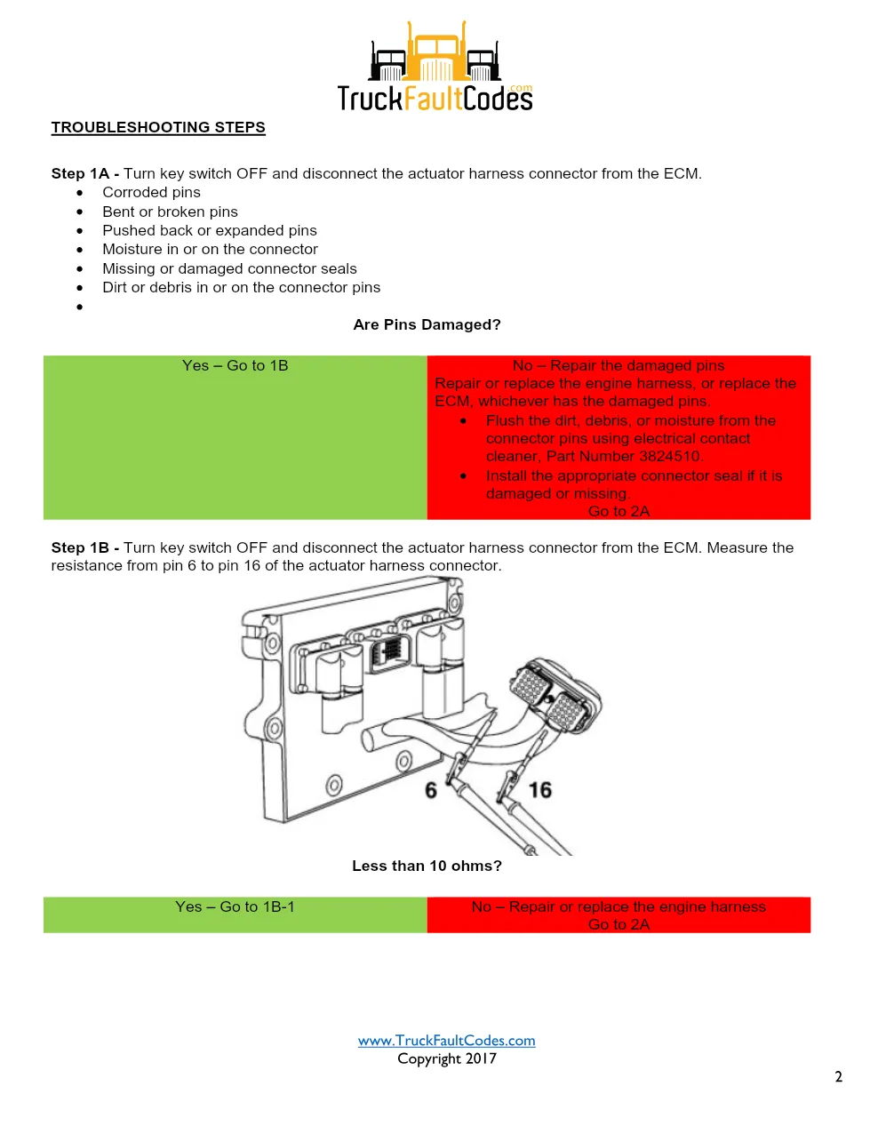 Cummins ISM code 397 Actuator circuit DTC troubleshooting manual - preview page 2 of 5