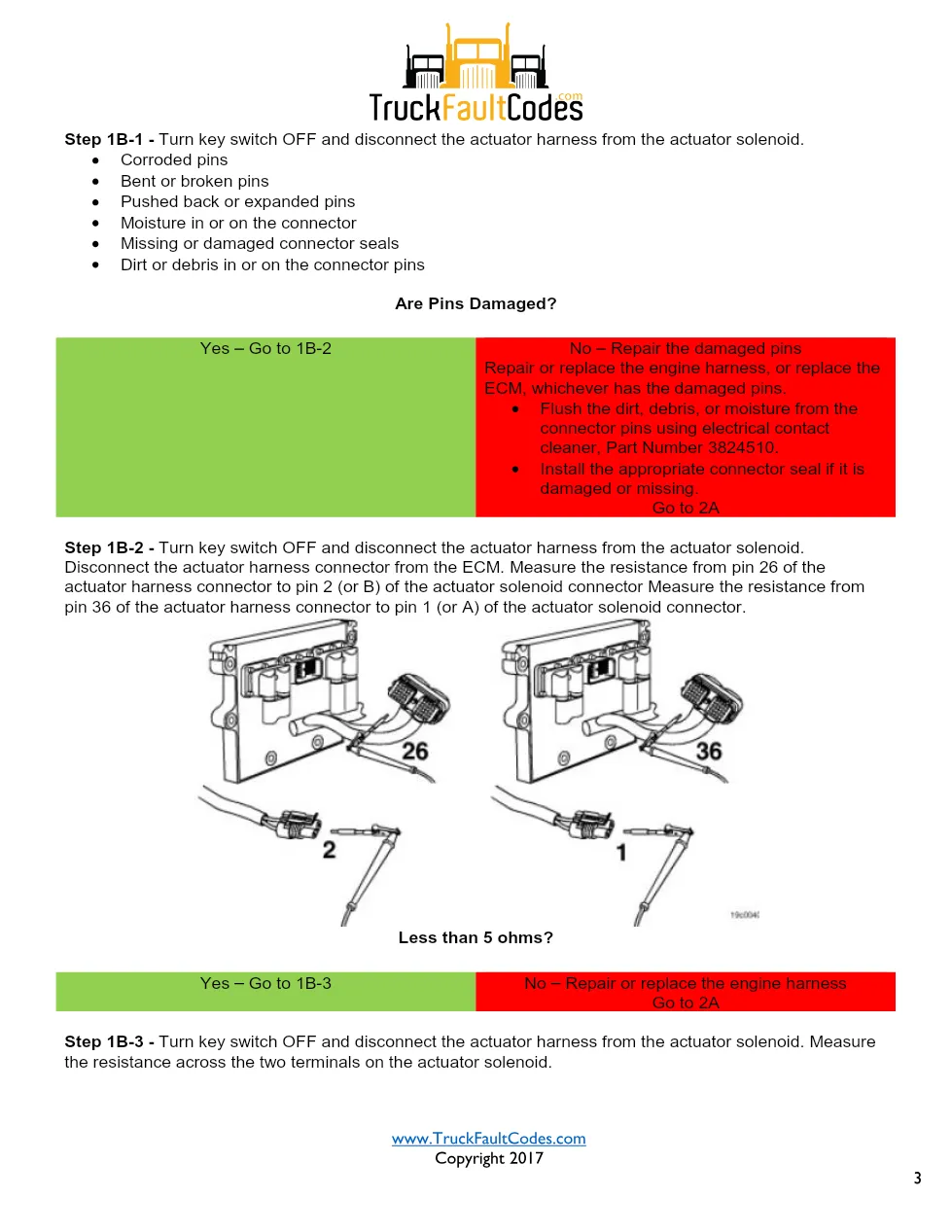 Cummins ISM code 398 Actuator circuit DTC troubleshooting manual - page 3 is available after signing in