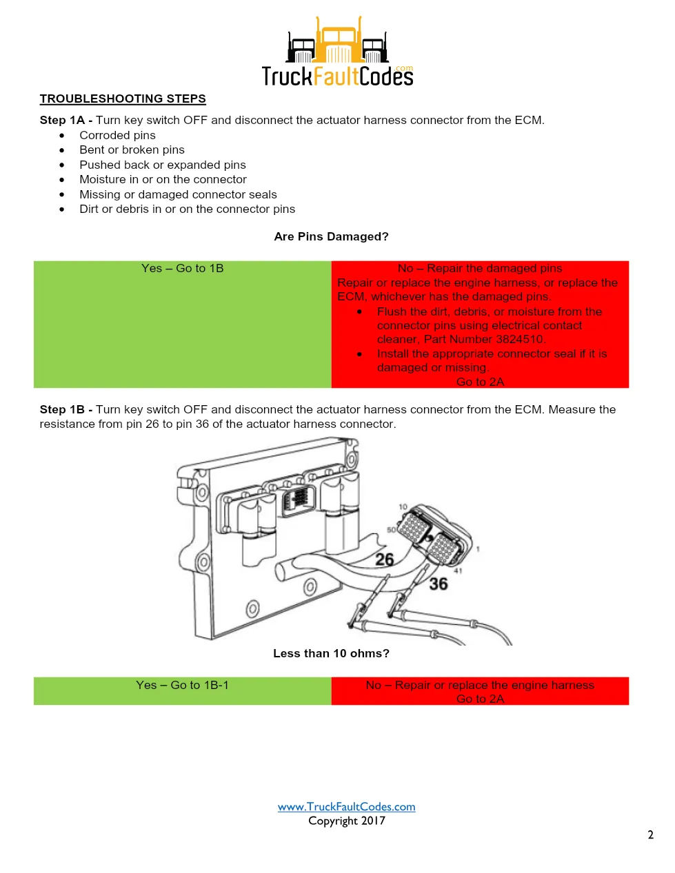 Cummins ISM code 399 Actuator circuit DTC troubleshooting manual - preview page 2 of 5