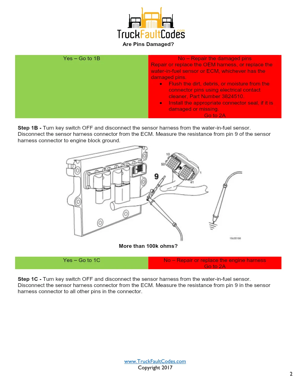 Cummins ISM code 429 Water-in-fuel (WIF) sensor circuit DTC - preview page 2 of 4