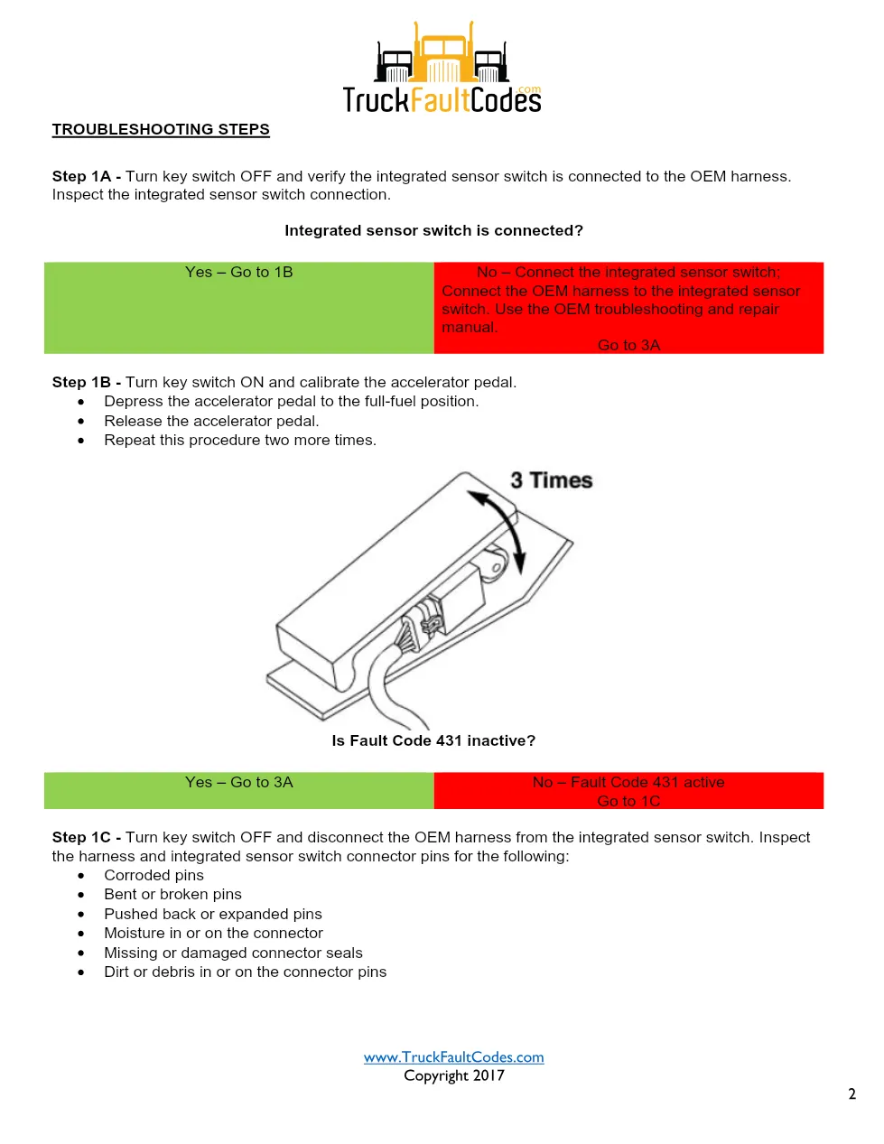 Cummins ISM code 431 Idle validation switch circuit DTC – Service - preview page 2 of 6