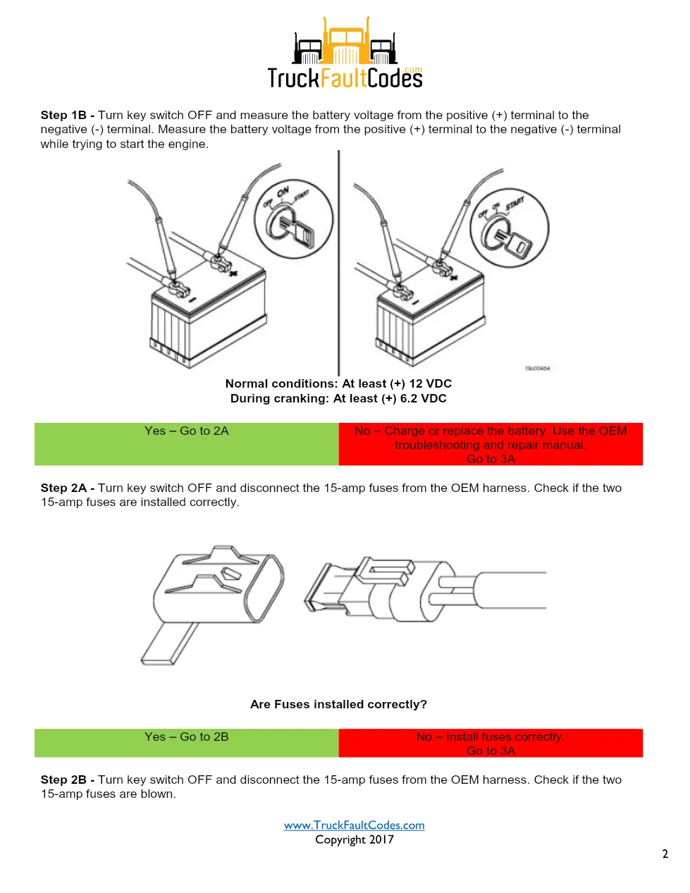 Cummins ISM code 441 Unswitched battery supply circuit DTC - preview page 2 of 5