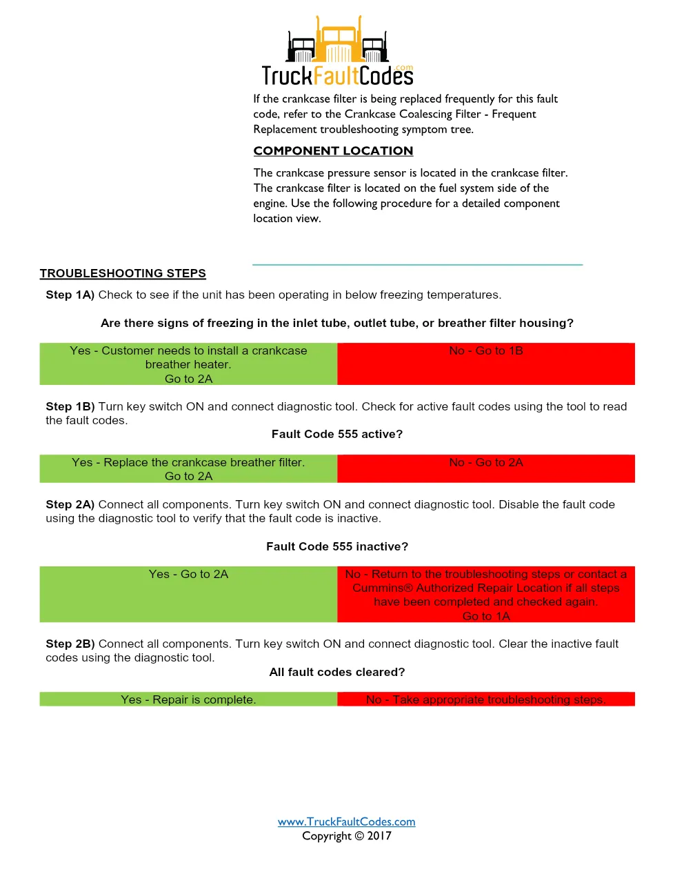 Cummins ISM code 555 — Lamp: Amber Crankcase Pressure – Data - page 2 is available after signing in