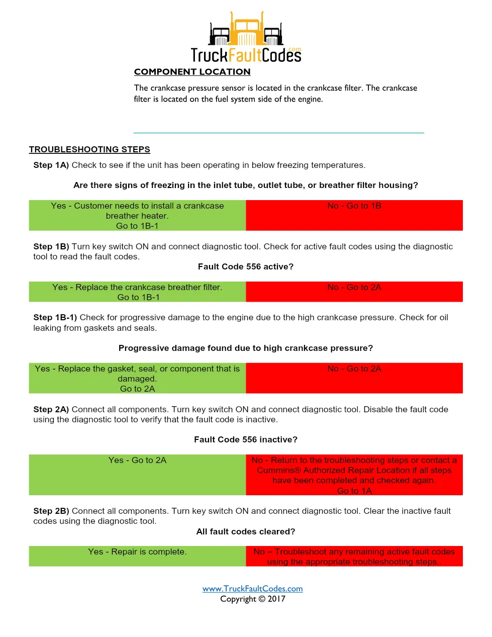 Cummins ISM code 556 — Lamp: Red Crankcase Pressure – Data Valid - page 2 is available after signing in
