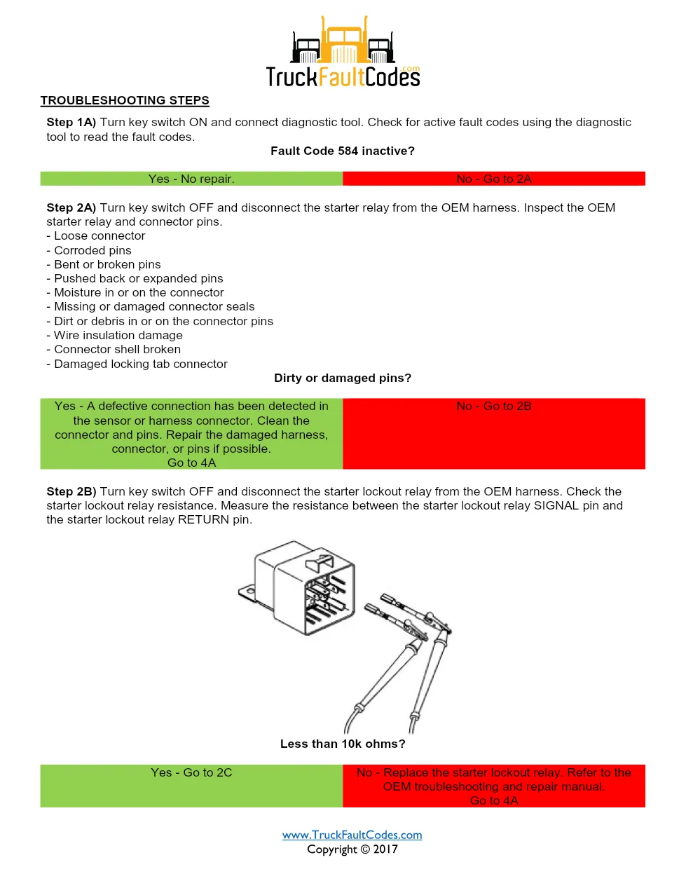 Cummins ISM code 584 — Lamp: Amber Starter Relay Driver Circuit - preview page 2 of 5
