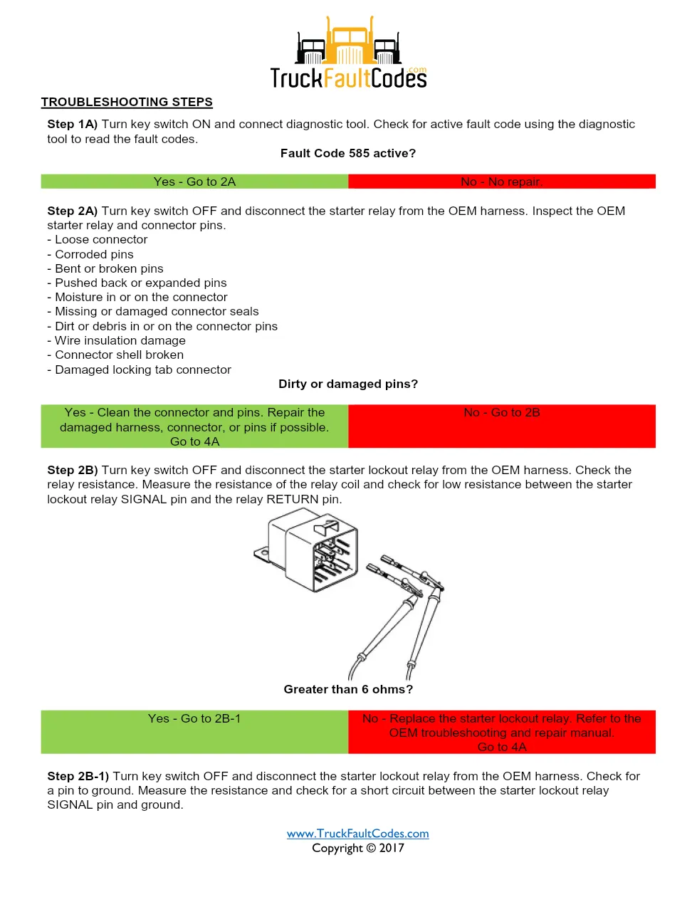 Cummins ISM code 585 — Lamp: Amber Starter Relay Driver Circuit - preview page 2 of 5