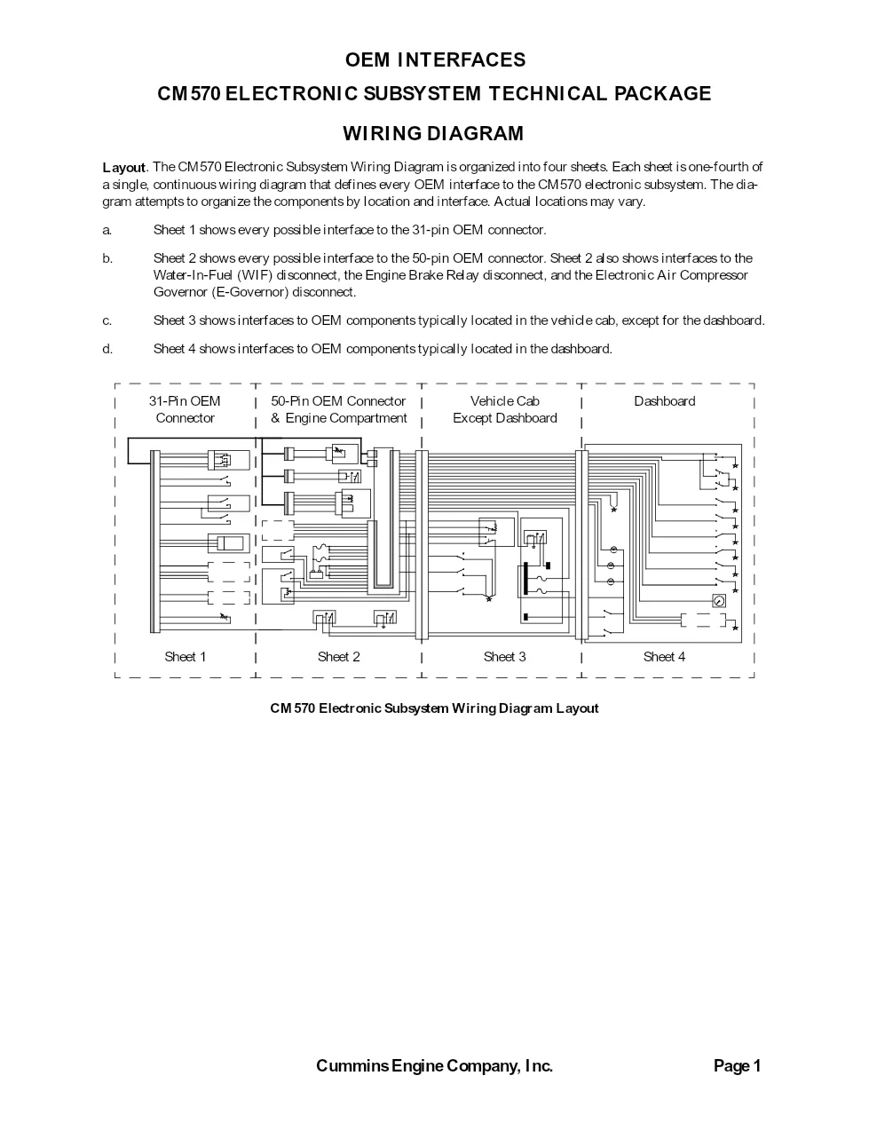 Cummins ISX CM570 wiring – Electronic Subsystem Diagram Package - preview page 1 of 2