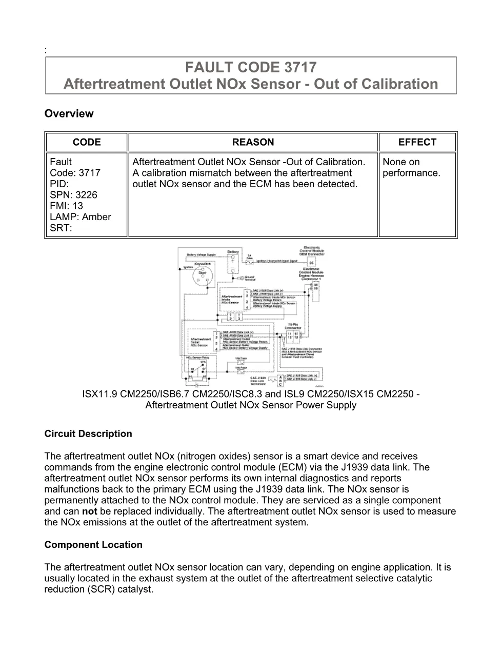 Cummins ISX code 3717 — Aftertreatment Outlet NOx calibration DTC - preview page 1 of 6