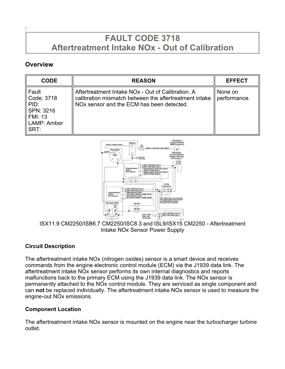 Cummins ISX code 3718 — Aftertreatment Intake NOx calibration DTC - preview page 1 of 6