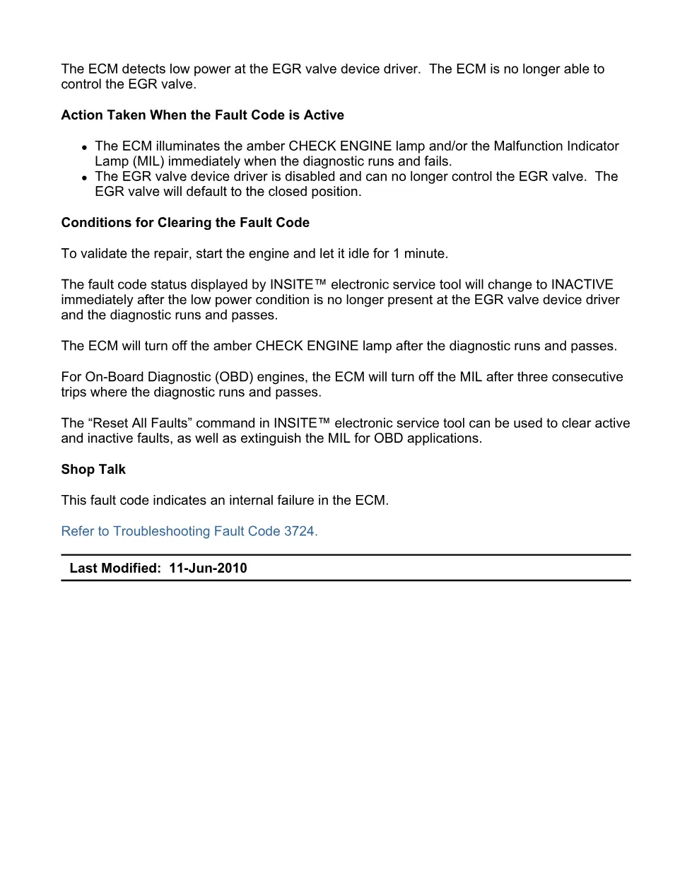 Cummins ISX code 3724 — Battery 1 Voltage below range DTC (SPN - preview page 2 of 6