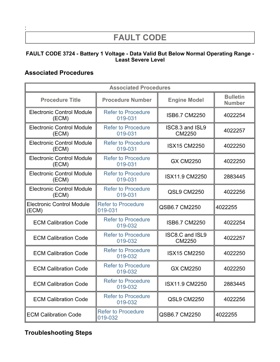 Cummins ISX code 3724 — Battery 1 Voltage below range DTC (SPN - page 3 is available after signing in