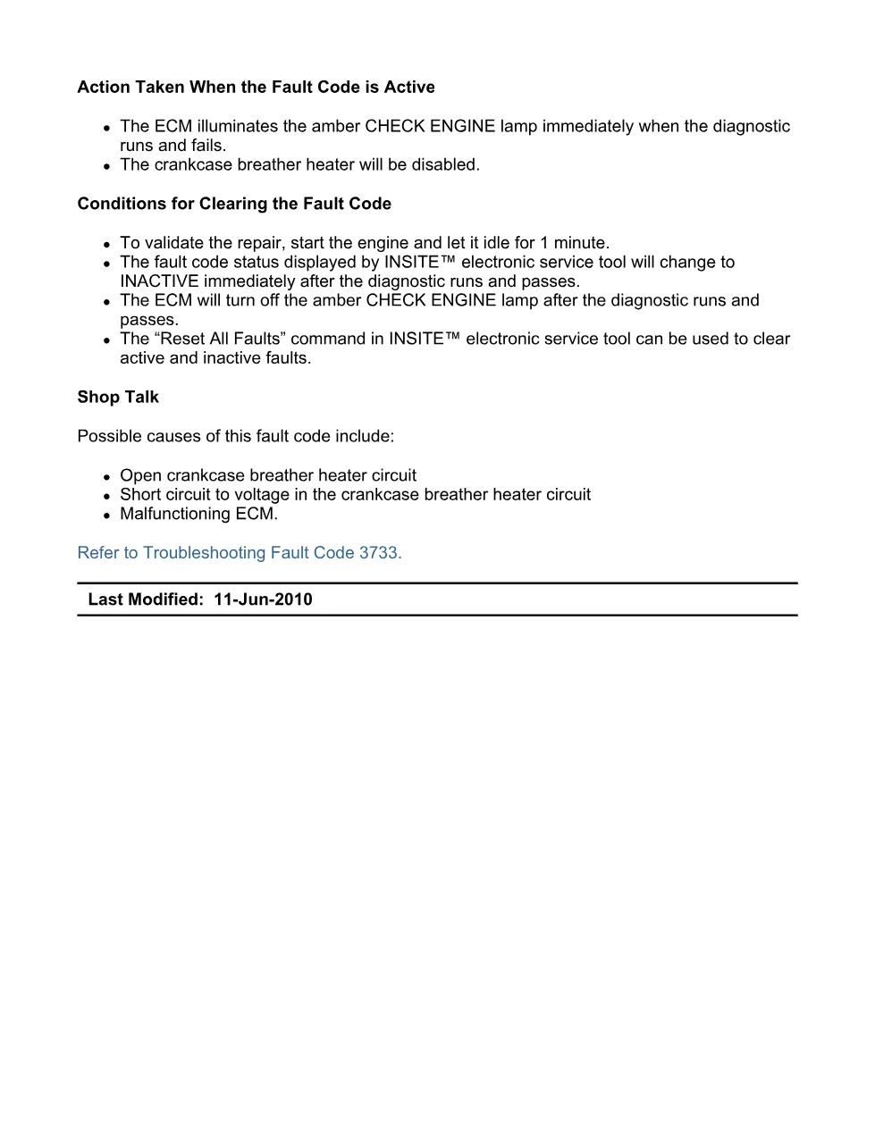 Cummins ISX code 3733 — Crankcase Breather Heater high voltage - preview page 2 of 6